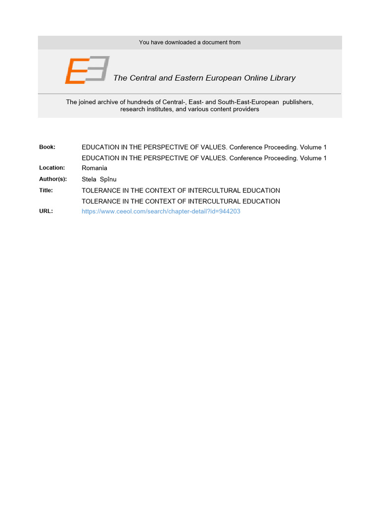 Tolerance in Intercultural Education | PDF | Multiculturalism | Toleration