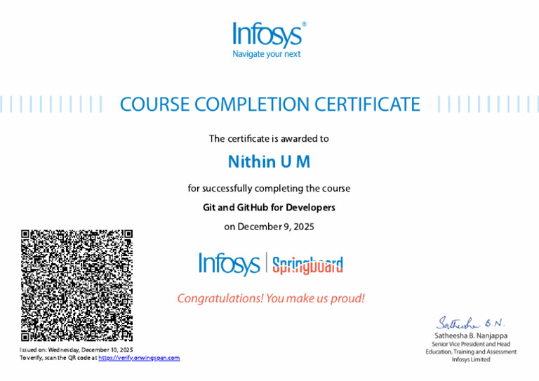 Git and GitHub Course Completion Certificate | PDF
