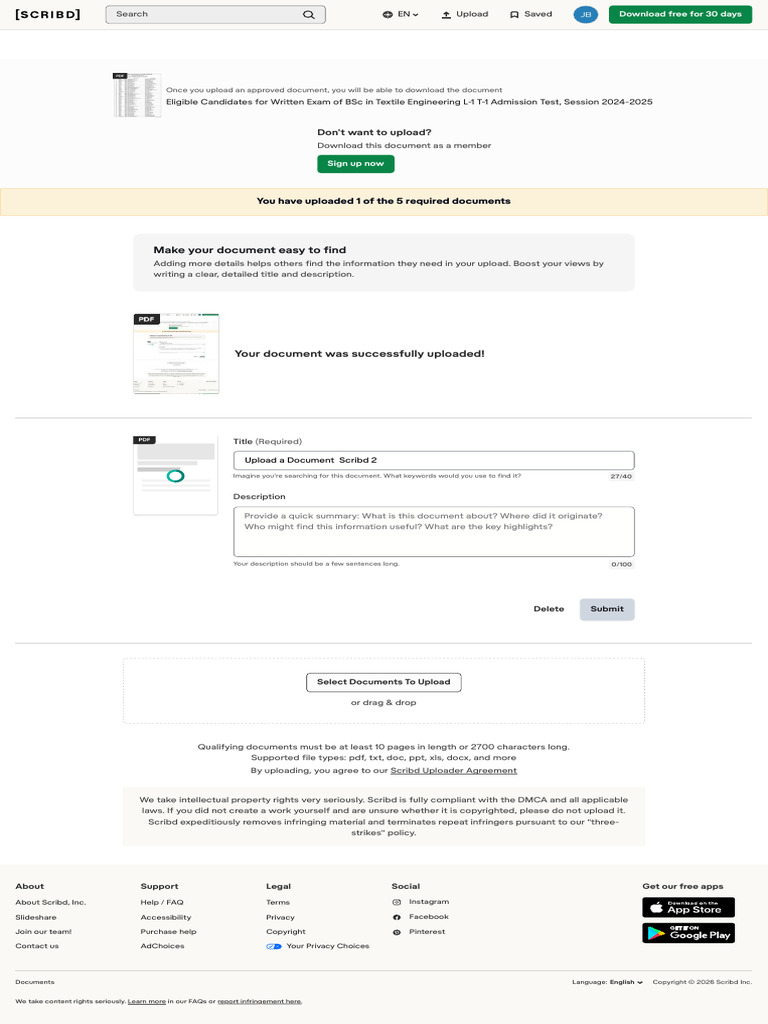 Upload A Document Scribd 3 | PDF | Scribd