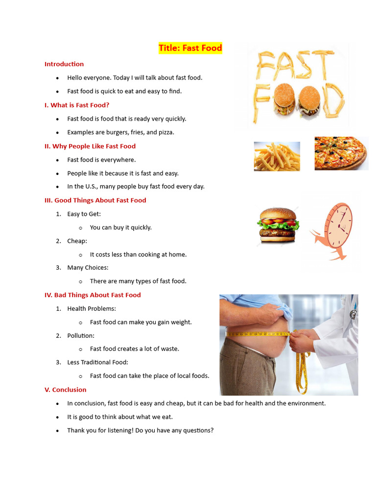 Understanding Fast Food: Pros and Cons | PDF