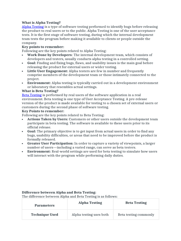 Alpha Beta ST Unit III | PDF | Software Testing | Software Release Life ...