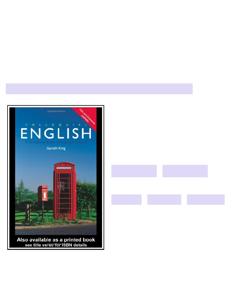 Colloquial English 1 A Complete English Language Course 1st Edition ...