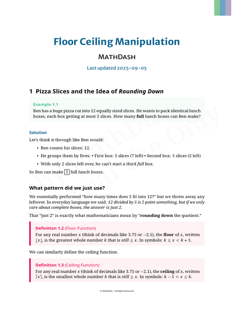 Floor and Ceiling Functions Explained | PDF | Numbers | Algebra