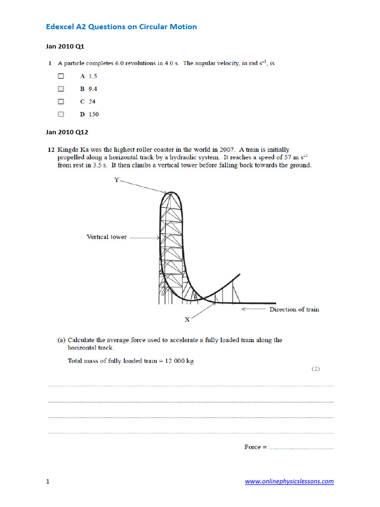Edexcel A2 Circular Motion Questions | PDF