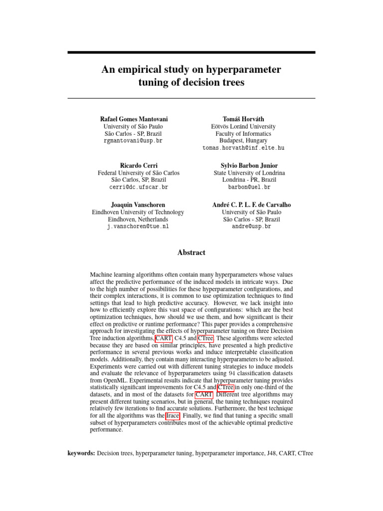 Hyperparameter Tuning in Decision Trees | PDF | Machine Learning ...