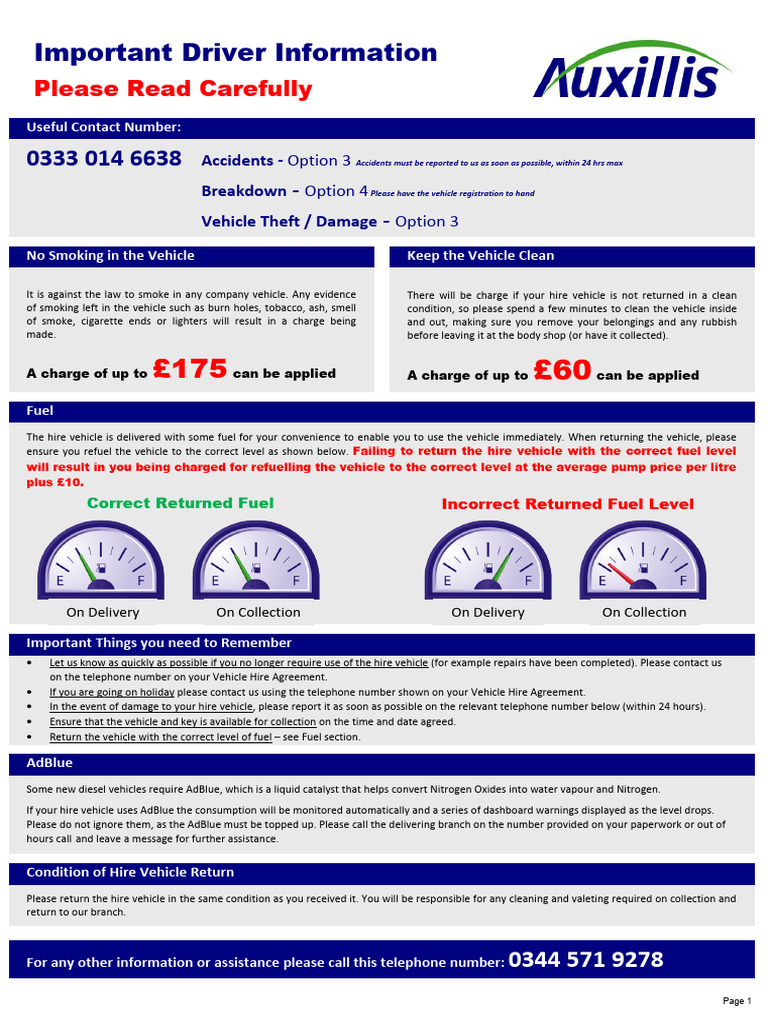 Important Driver Information - Please Read Carefully | PDF | Transport ...
