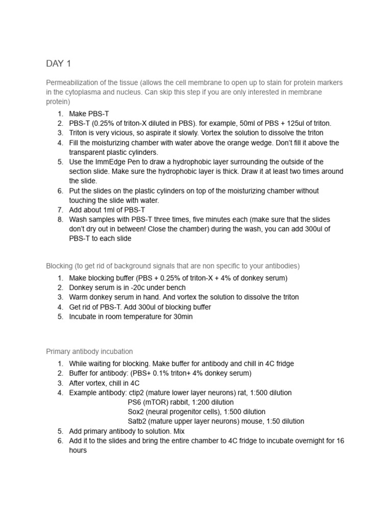 Tissue Permeabilization and Staining Protocol | PDF | Staining | Biology
