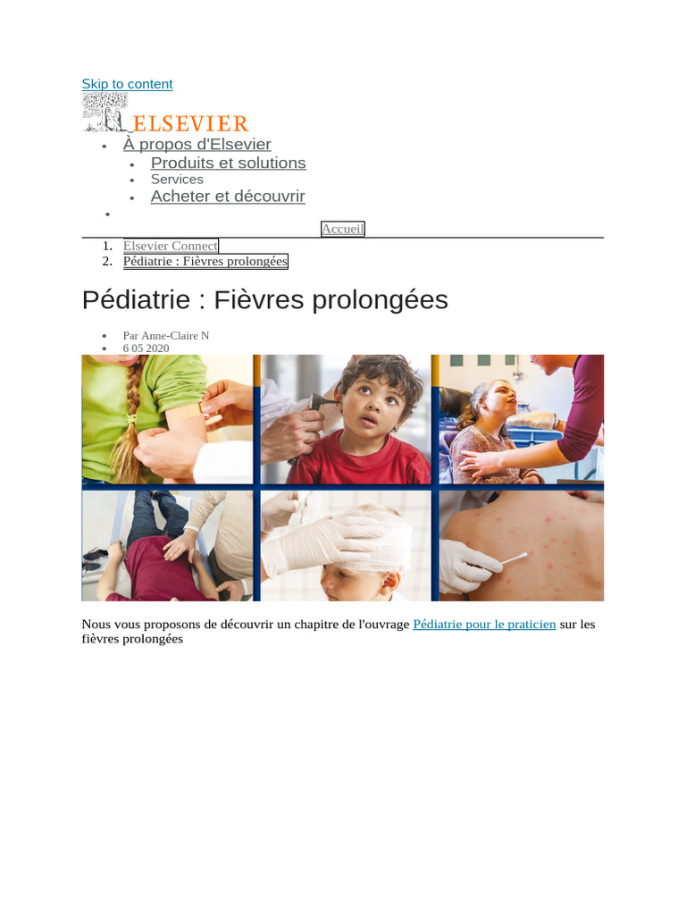 Fièvres prolongées chez l'enfant : diagnostic et causes | PDF ...