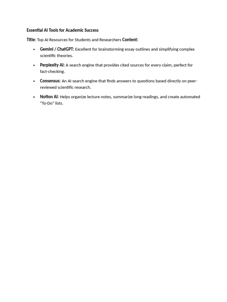 Essential AI Tools for Students | PDF