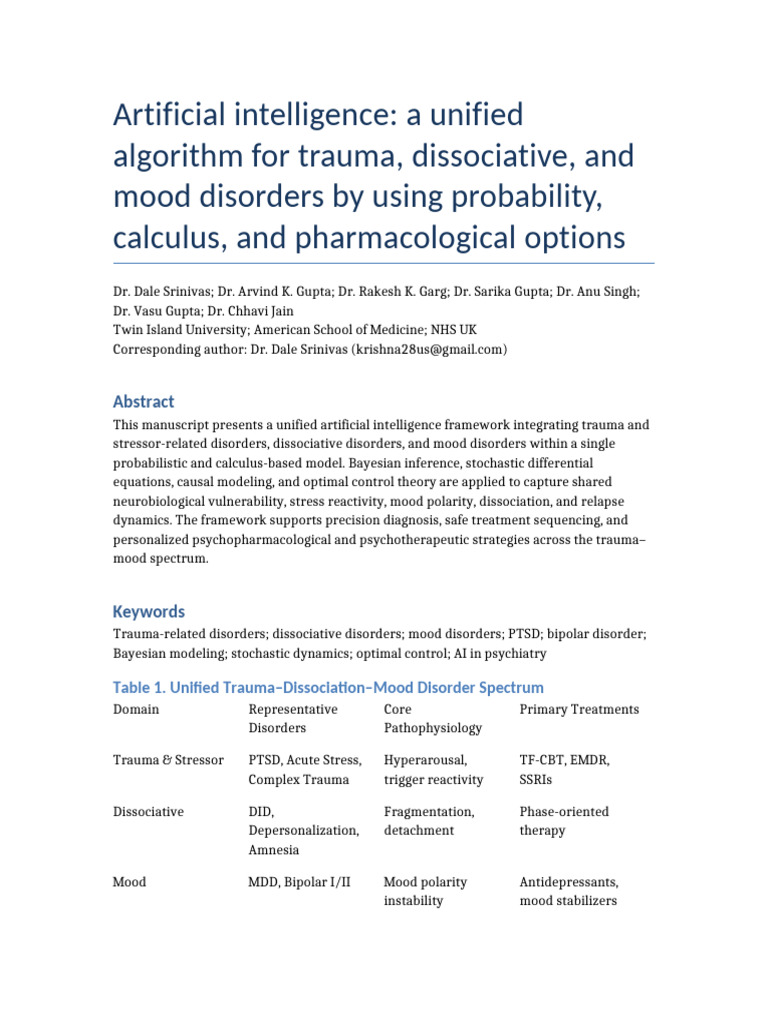 AI Framework for Trauma and Mood Disorders | PDF | Psychological Trauma ...