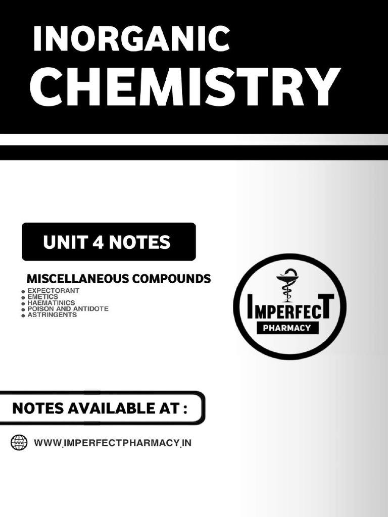 Inorganic Chemistry: Unit 4 Notes | PDF