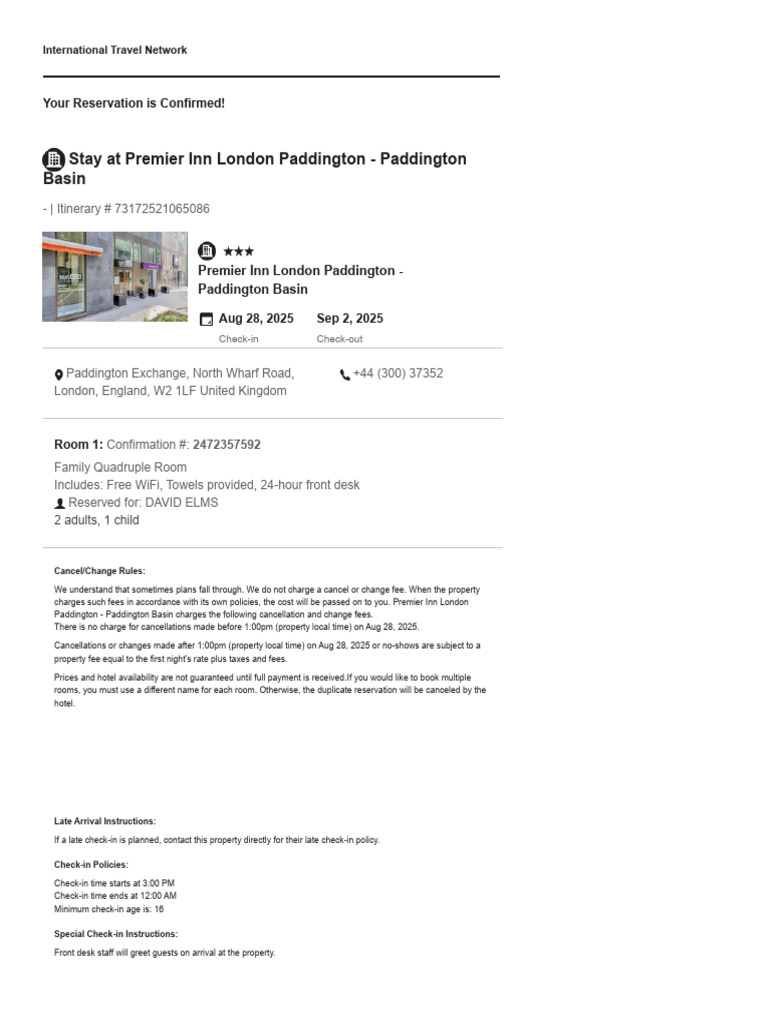 Premier Inn London Paddington - Paddington Basin | PDF