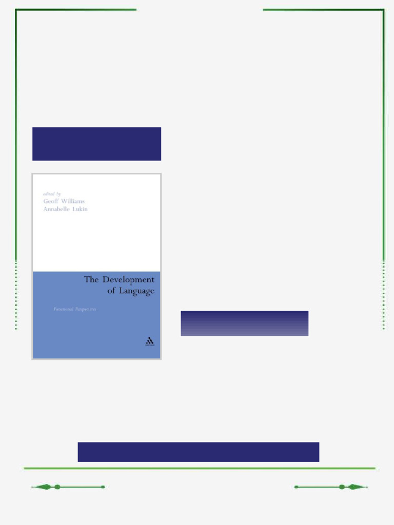 The Development of Language Functional Perspectives on Species and ...