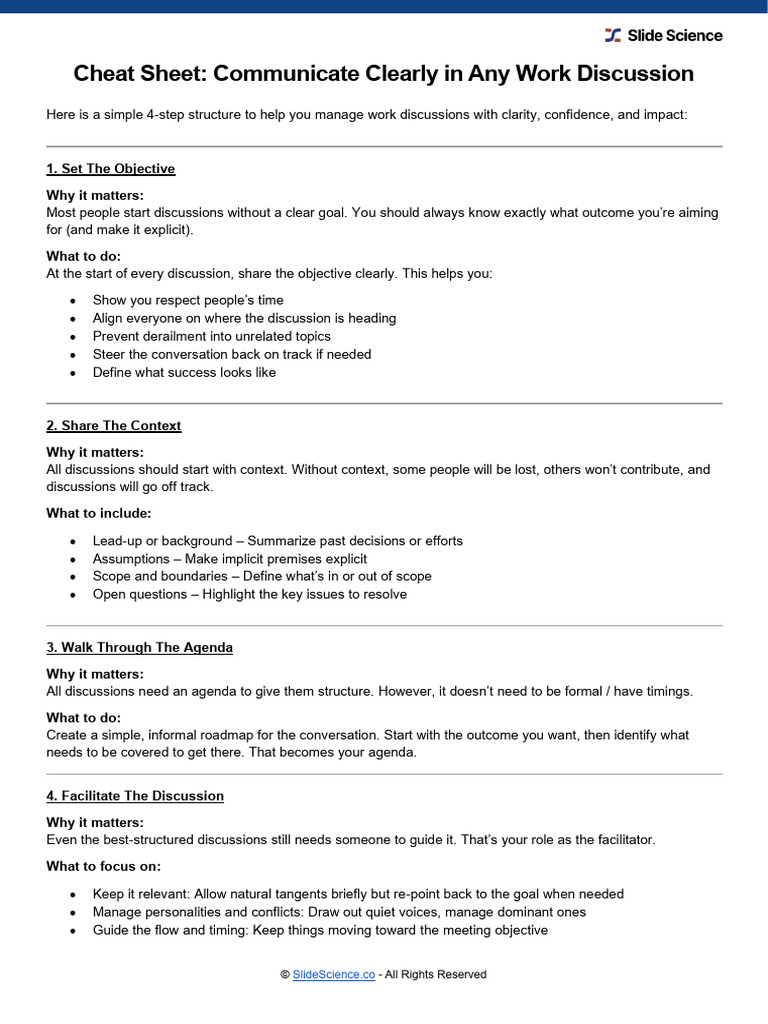 Clear Communication in Work Discussions | PDF