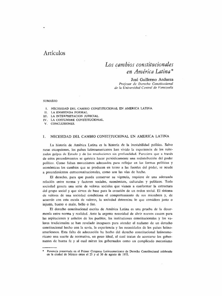Cambio Constitucional en América Latina | PDF | Constitución | America ...