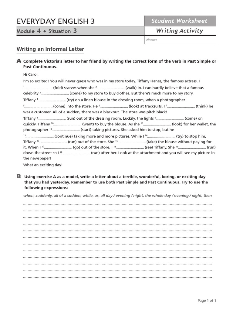 Writing Informal Letters: Past Tense Guide | PDF