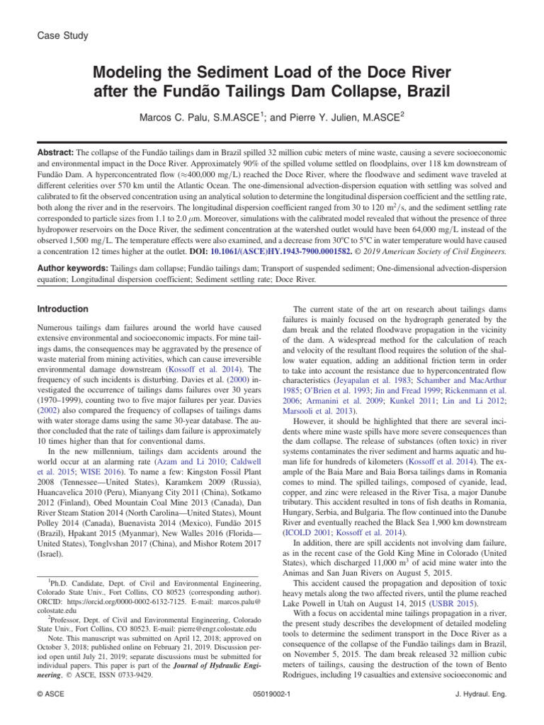 Sediment Load Modeling of Doce River | PDF | Dam | River
