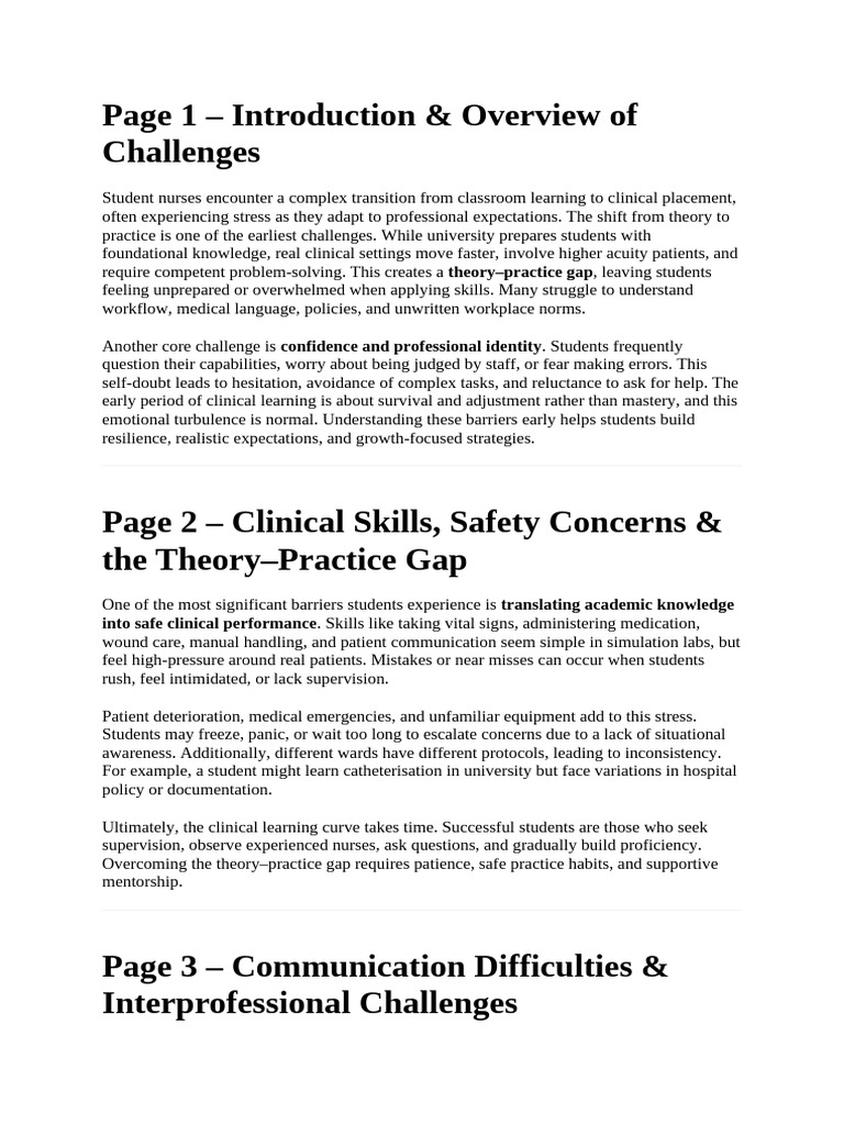 Challenges Faced by Student Nurses | PDF | Nursing | Psychological ...