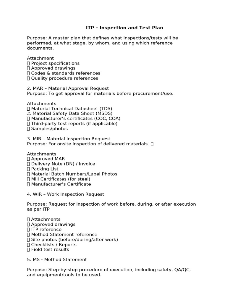 Construction Inspection & Test Plans Guide | PDF | Specification ...
