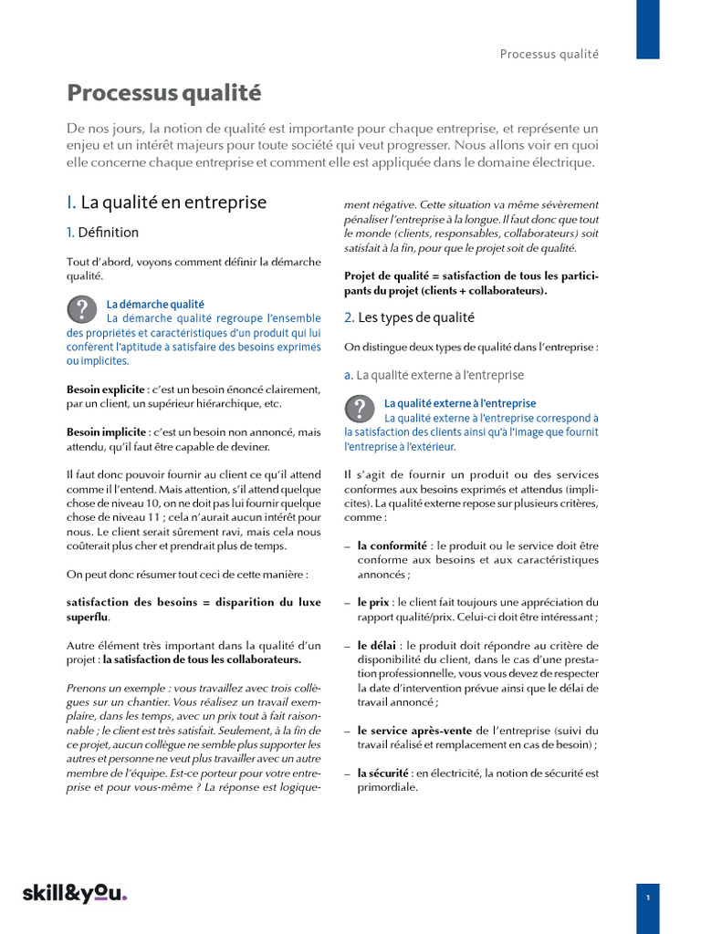 Comprendre le processus qualité en entreprise | PDF | Théorie des ...