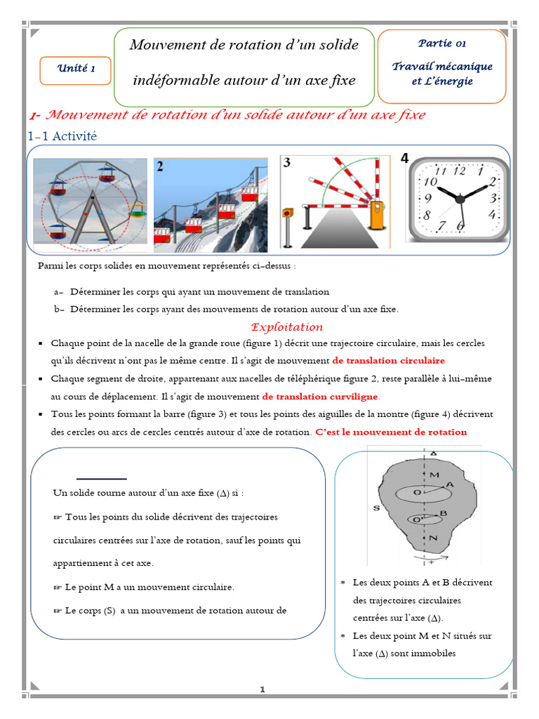Rotation d'un Solide autour d'un Axe | PDF | Mouvement de rotation ...