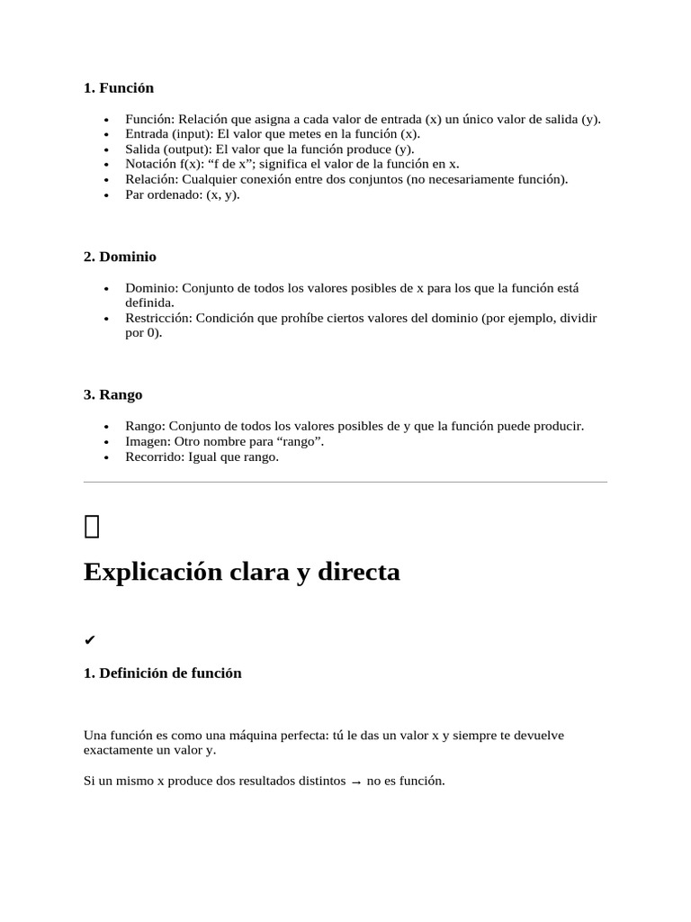 Definición de Funciones, Dominio y Rango | PDF | Función (Matemáticas ...