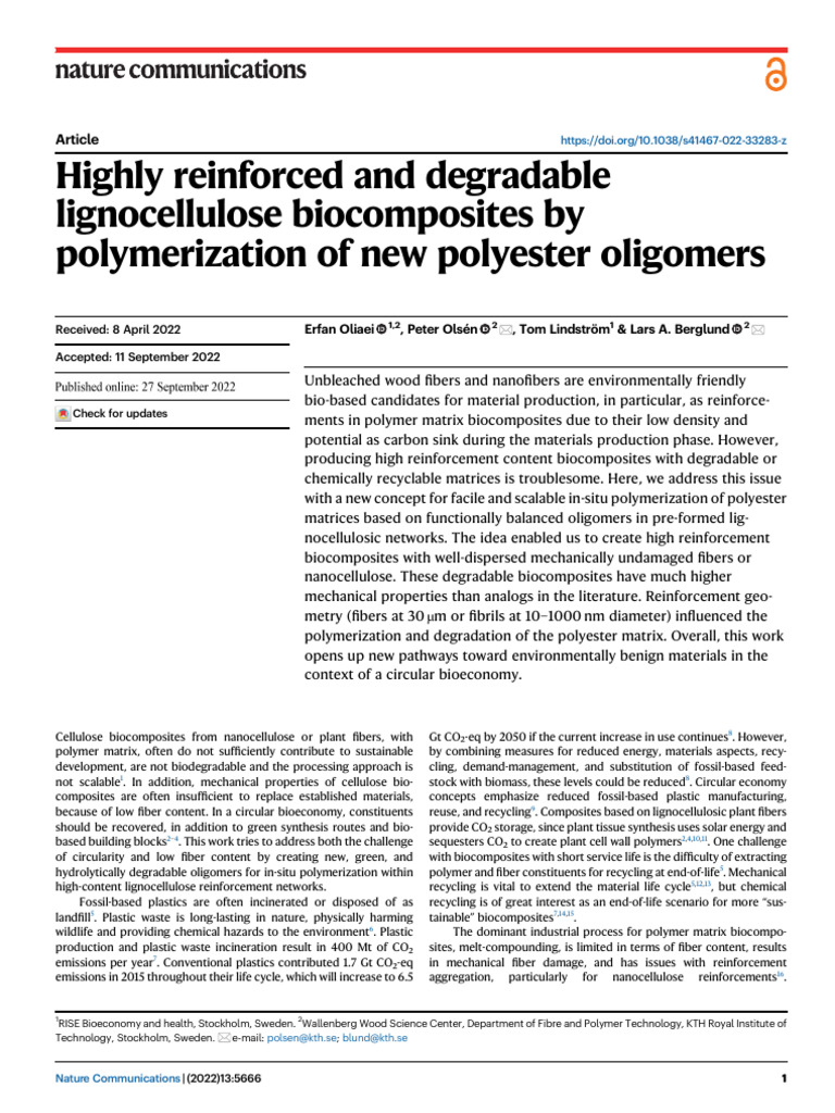 Degradable Lignocellulose Biocomposites | PDF | Polymers | Polymerization