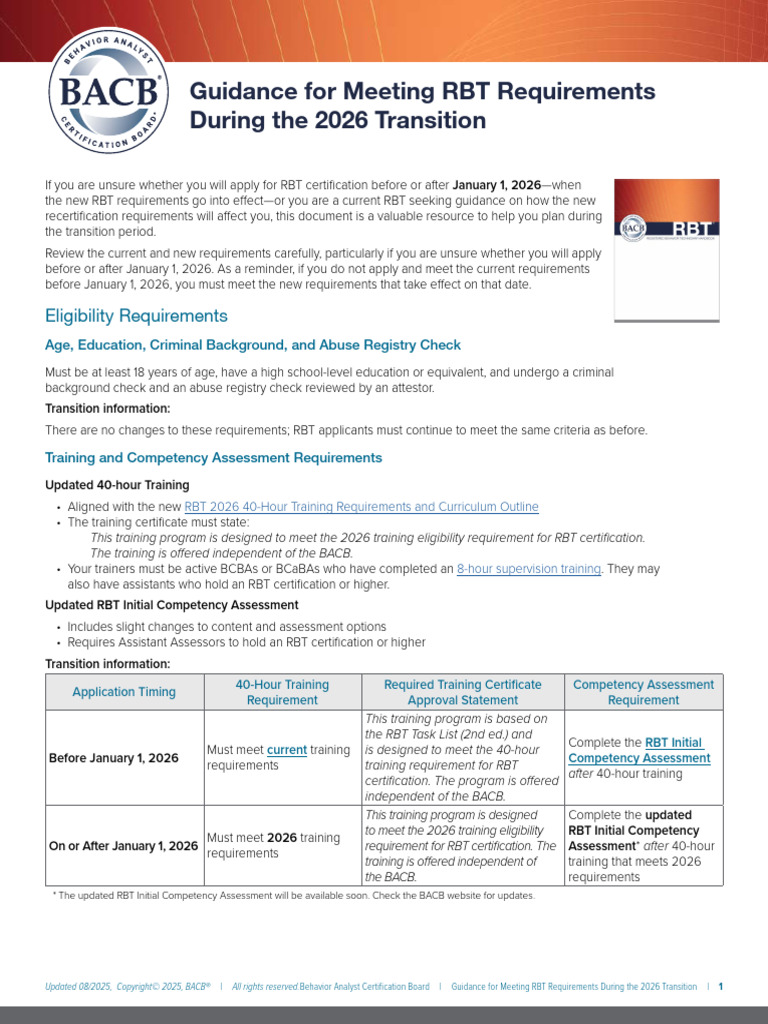 RBT Certification Transition Guide 2026 | PDF
