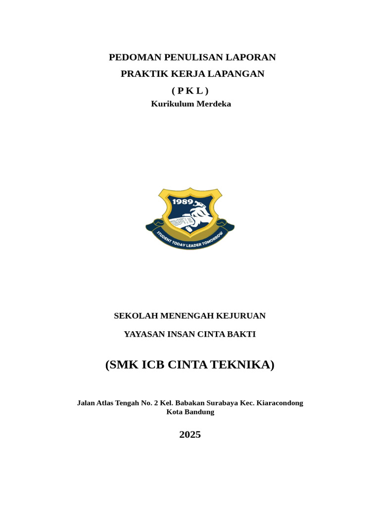 Pedoman Laporan PKL SMK ICB Cinta Teknika | PDF