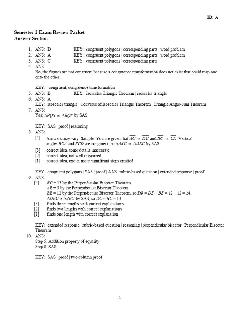 Review Packet Answer Key | PDF | Triangle | Trigonometric Functions