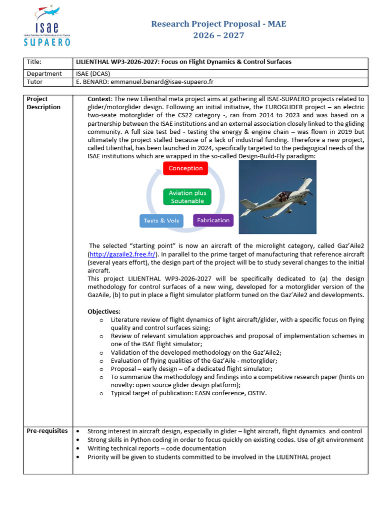 Lilienthal WP3: Flight Dynamics Research | PDF | Aircraft | Flight