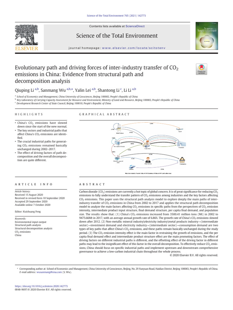 Evolutionary Path and Driving Forces of Inter-Industry Transfer of CO2 ...
