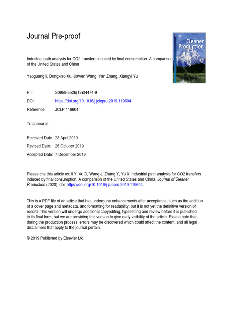 Industrial Path Analysis For CO2 Transfers Induced by Final Consumption ...
