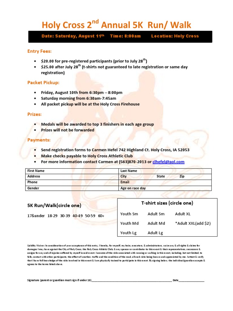 Holy Cross 5K Run/Walk Registration Form | PDF