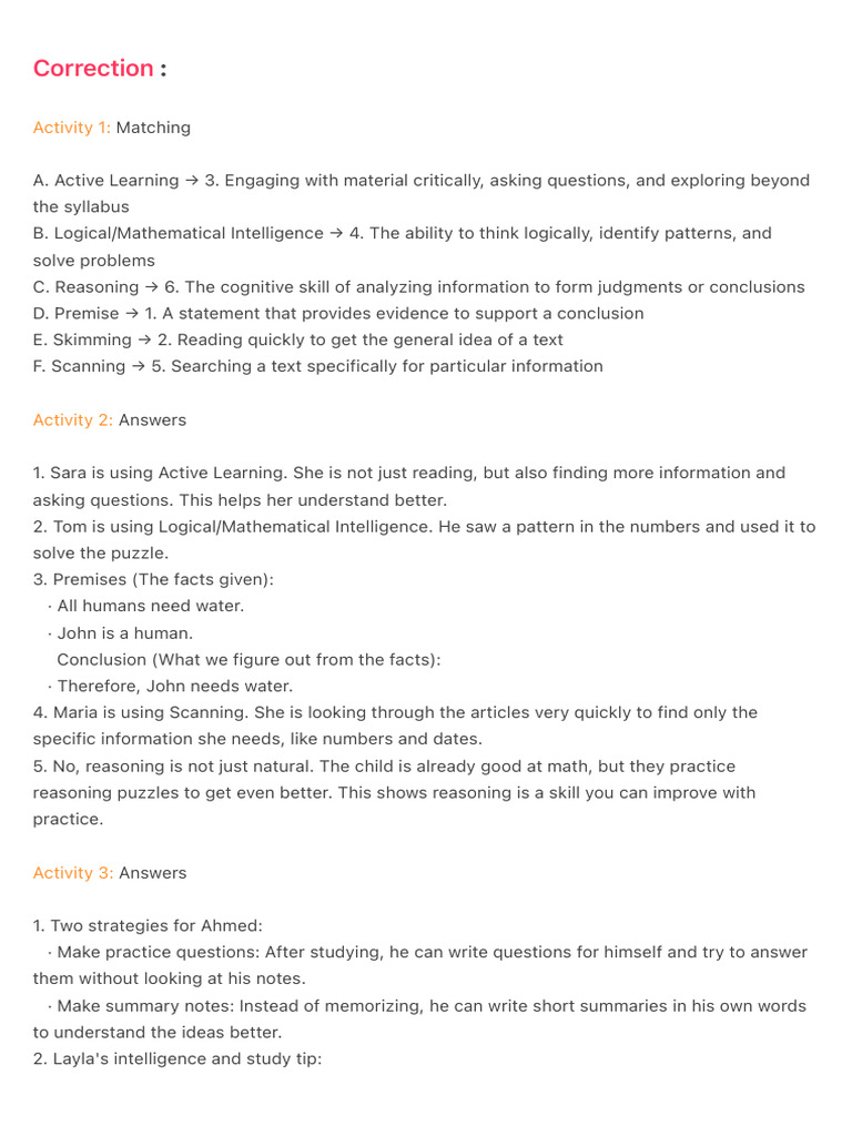 Correction | PDF | Reason | Learning