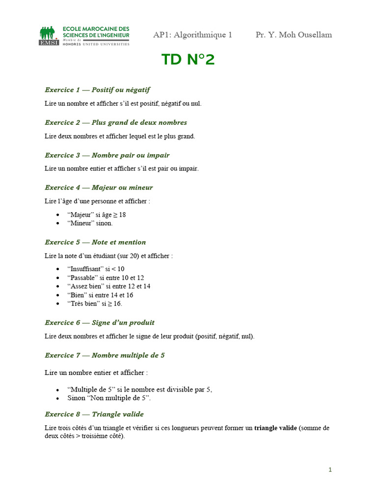 Exercices d'algorithmique de base | PDF | Triangle | Mathématiques