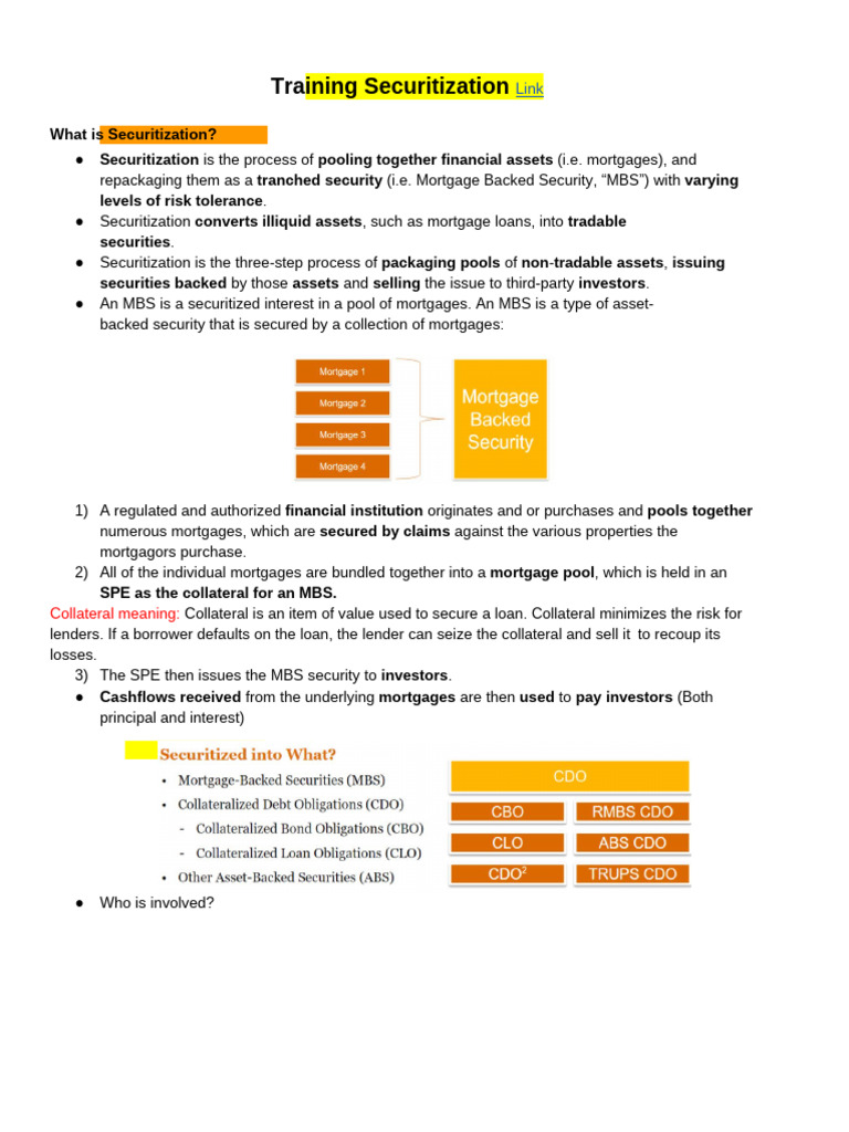 Understanding Securitization Process | PDF | Securitization | Mortgages