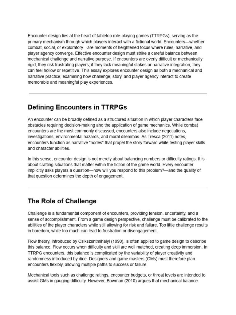 Encounter Design - Balancing Challenge and Story | PDF | Narrative ...