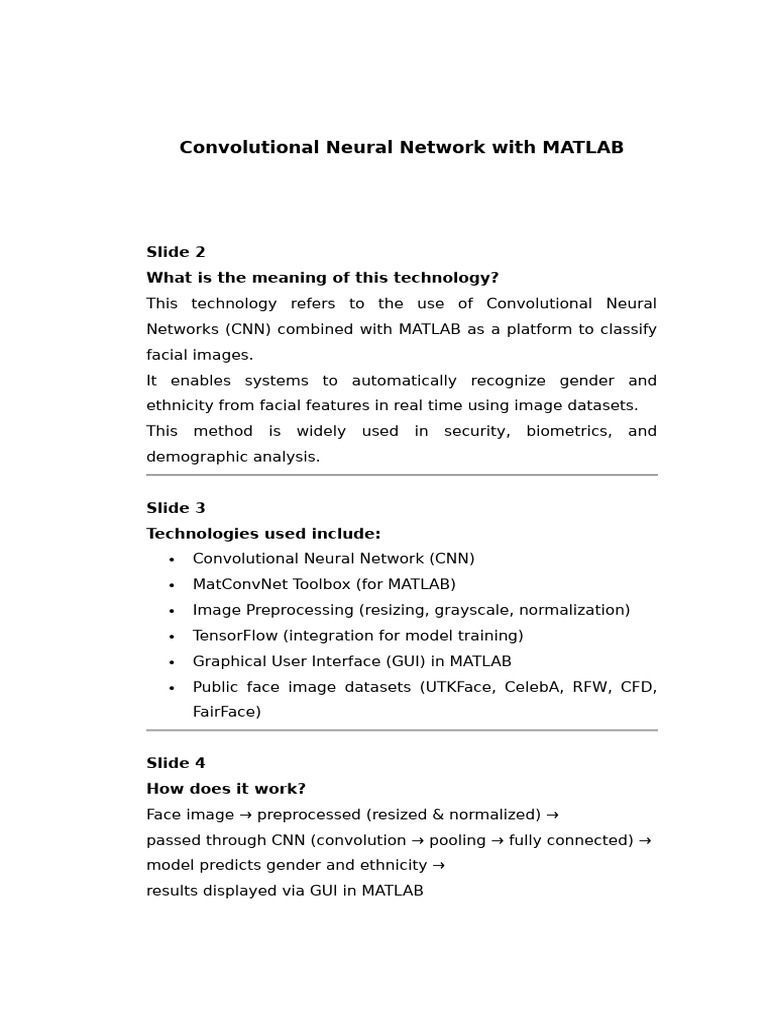 CNN for Facial Recognition in MATLAB | PDF