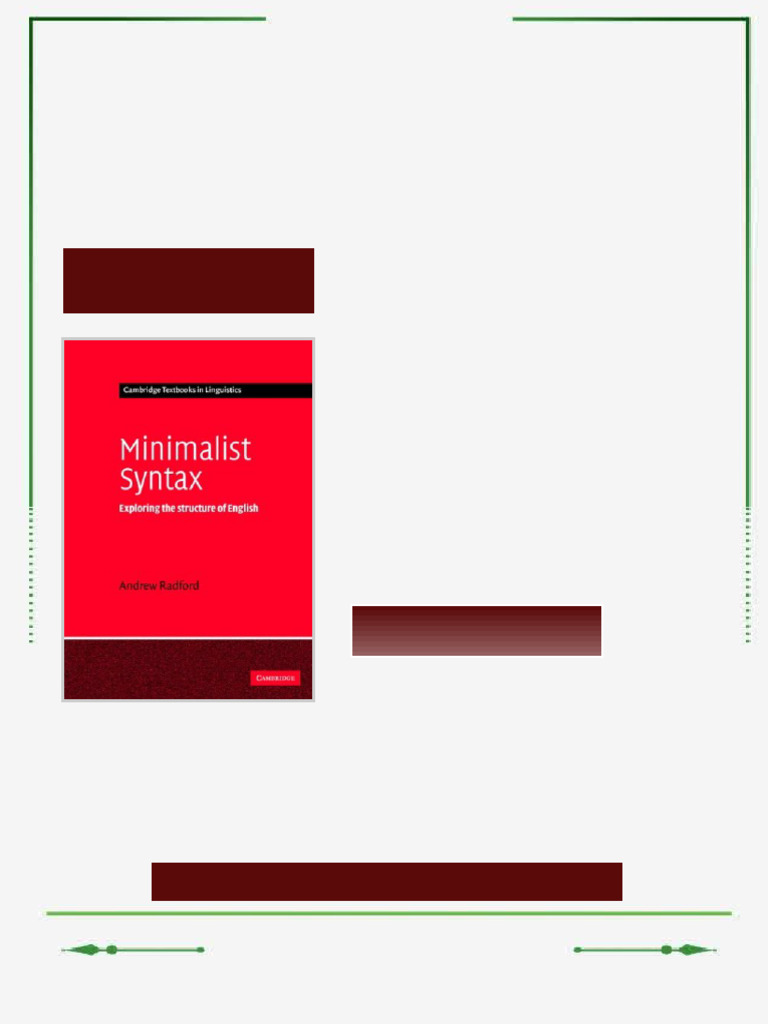 Minimalist Syntax Exploring The Structure of English 1st Edition Andrew ...