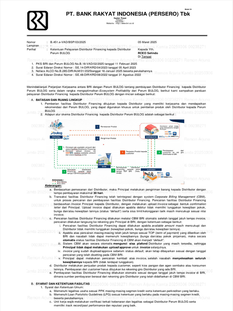 Panduan Distributor Financing BRI-BULOG | PDF