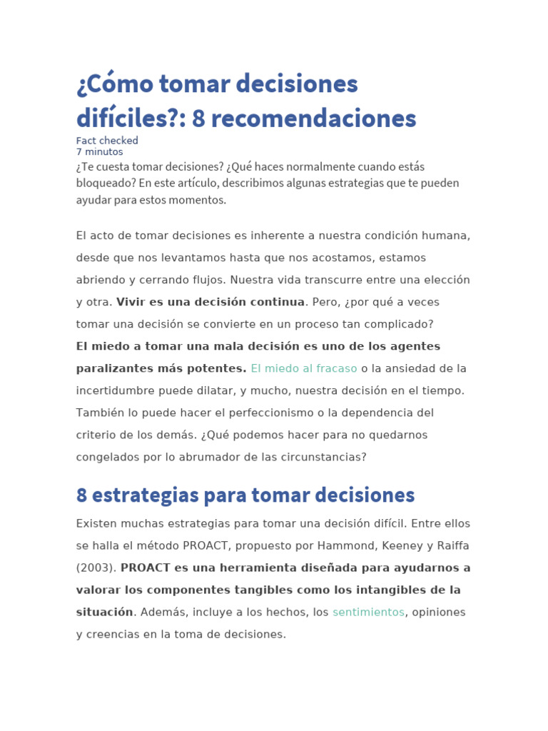 Estrategias para Decisiones Difíciles | PDF | Toma de decisiones | Riesgo