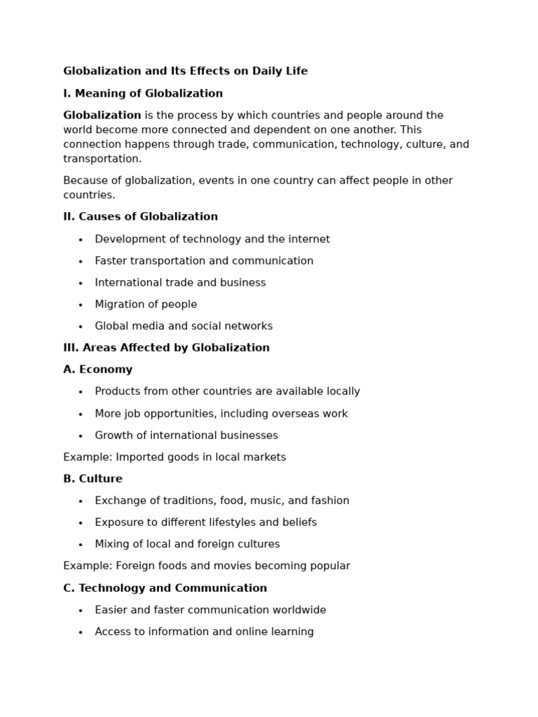 Impact of Globalization on Daily Life | PDF | Globalization | Communication