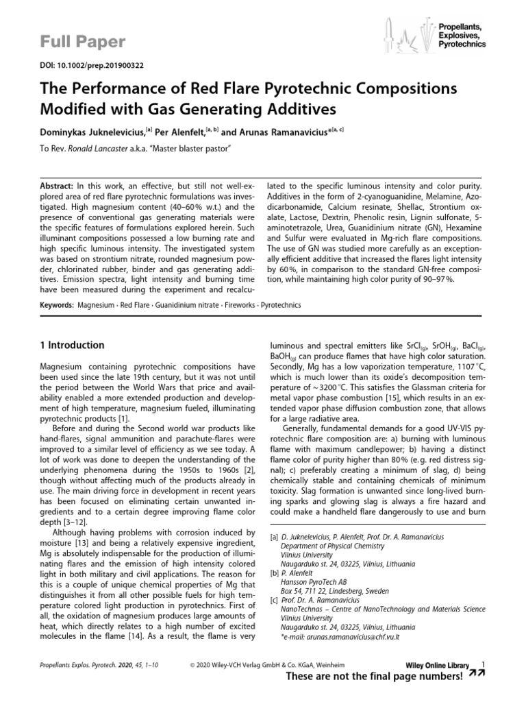 Enhancing Red Flare Pyrotechnics with Additives | PDF | Magnesium ...