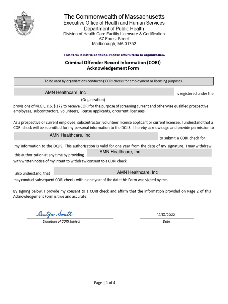 Cori Form Signed | PDF | Identity Document | Notary Public