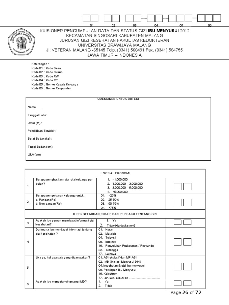 Contoh Kuesioner Pengetahuan Ibu Tentang Asi Eksklusif
