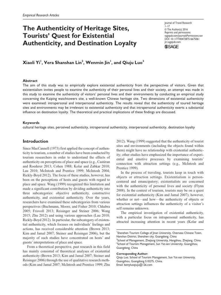 Exploring Existential Authenticity in Tourism | PDF | Authenticity ...