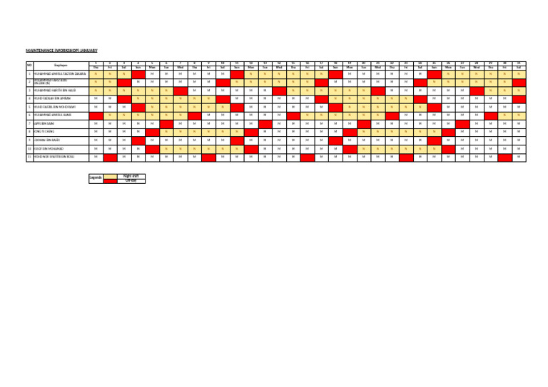 January Maintenance Workshop Schedule | PDF