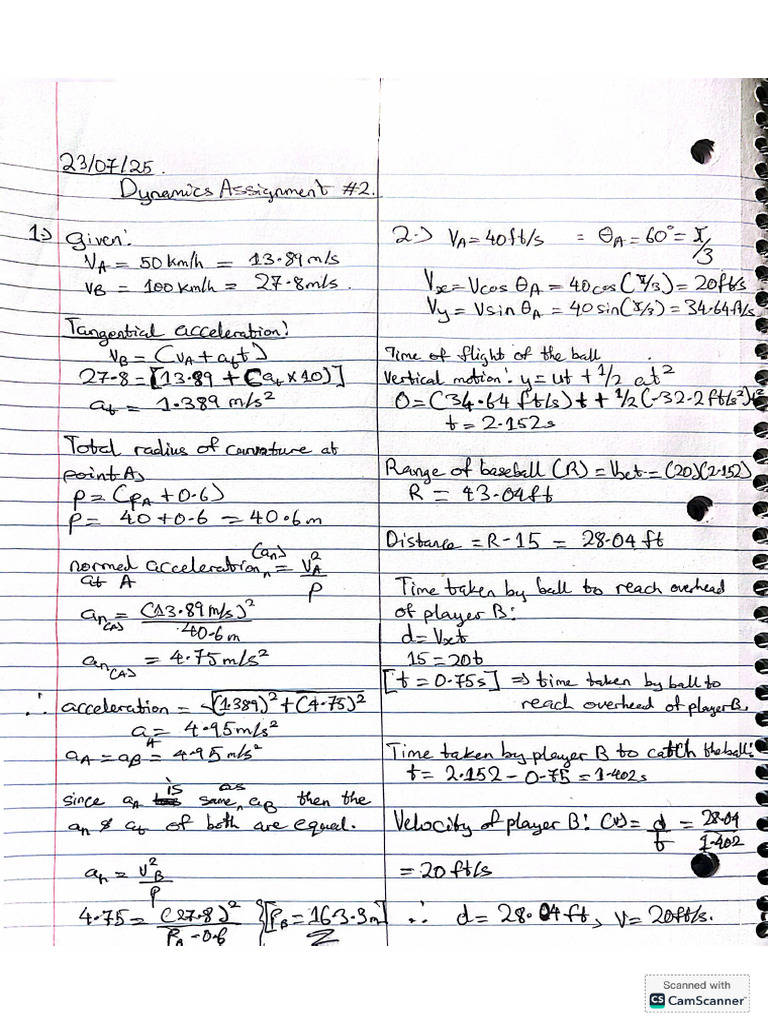 Dynamics Assignment #2 | PDF