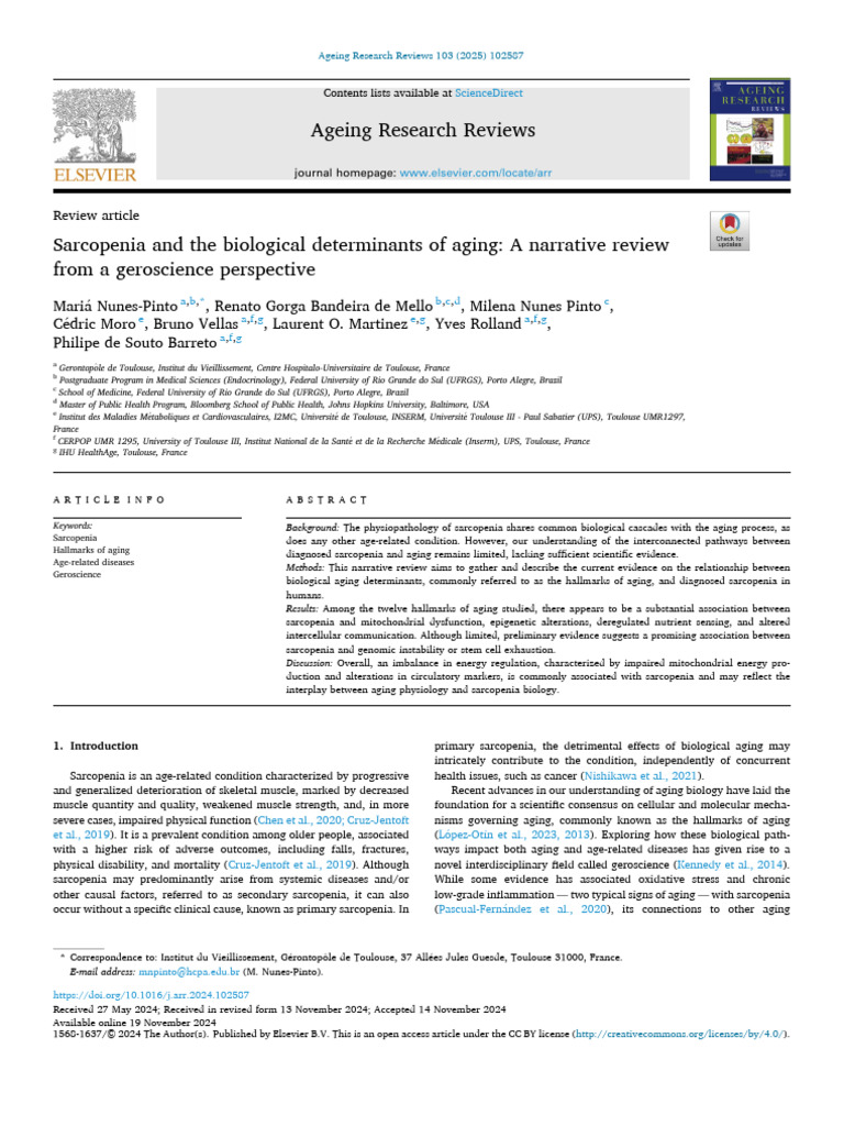 Sarcopenia and Aging: Biological Insights | PDF | Dna Methylation ...